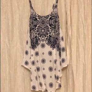 Cotton Candy white and blue floral tank